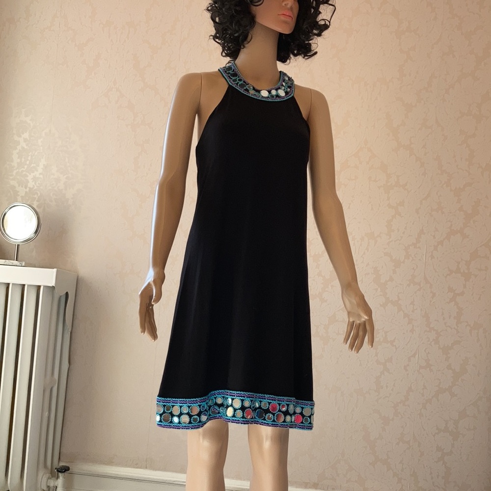 INC International  Concepts,Med.,black w/ embroidery of lilac, teal&mirror beads